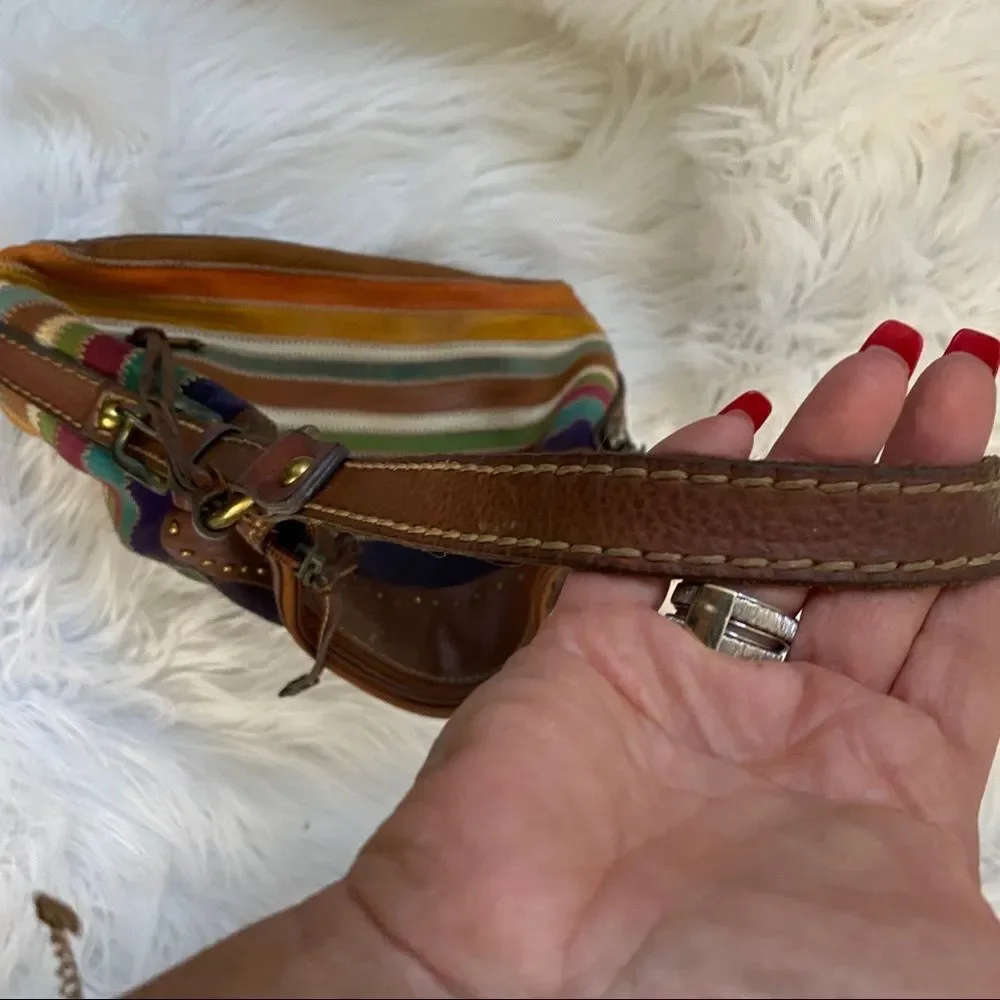 Fossil patchwork suede $ leather multi hobo bag